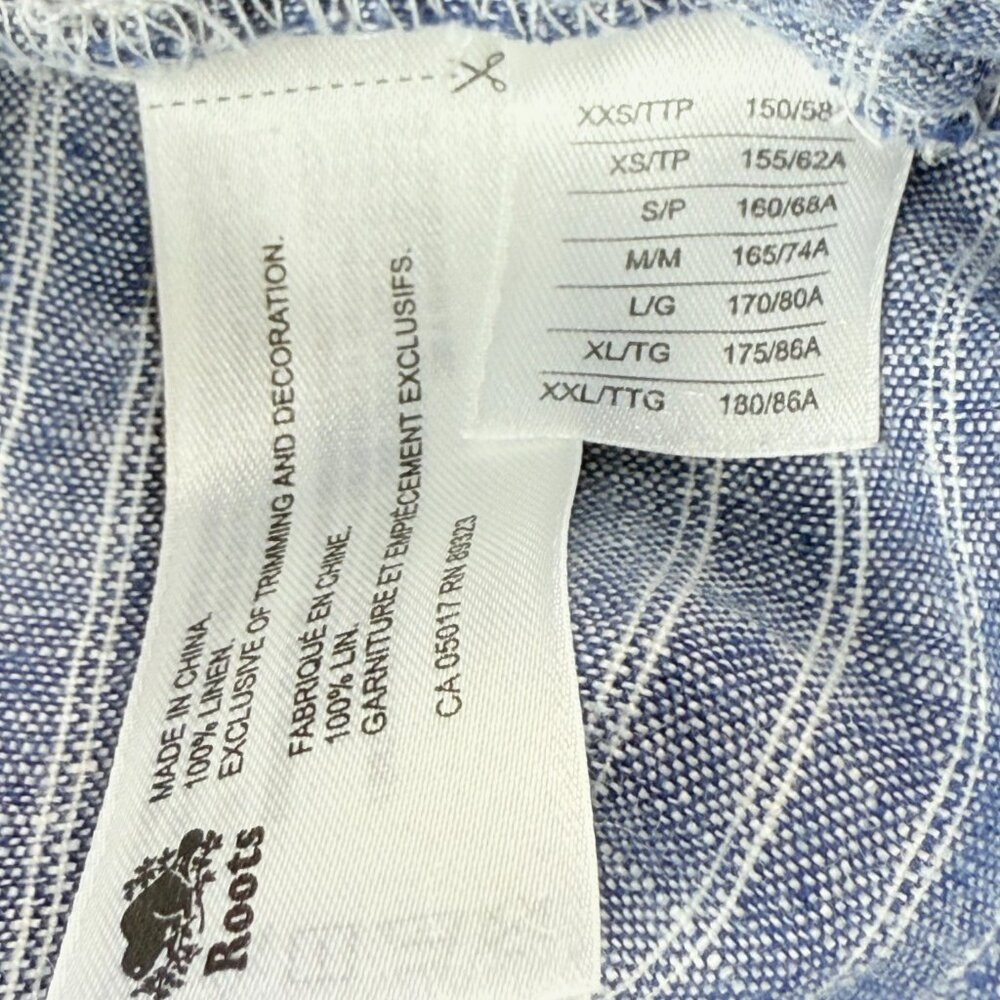 Roots Women’s S/P Striped Linen Drawstring Pants -Lt. Blue Pinstripe Relaxed Fit - Picture 5 of 11